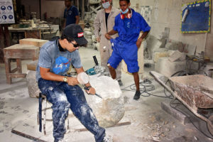 Students Learning Stonework